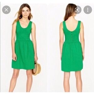 J.Crew Green Knit Fit and Flare Button Back Sleeveless Dress Size XS Spring